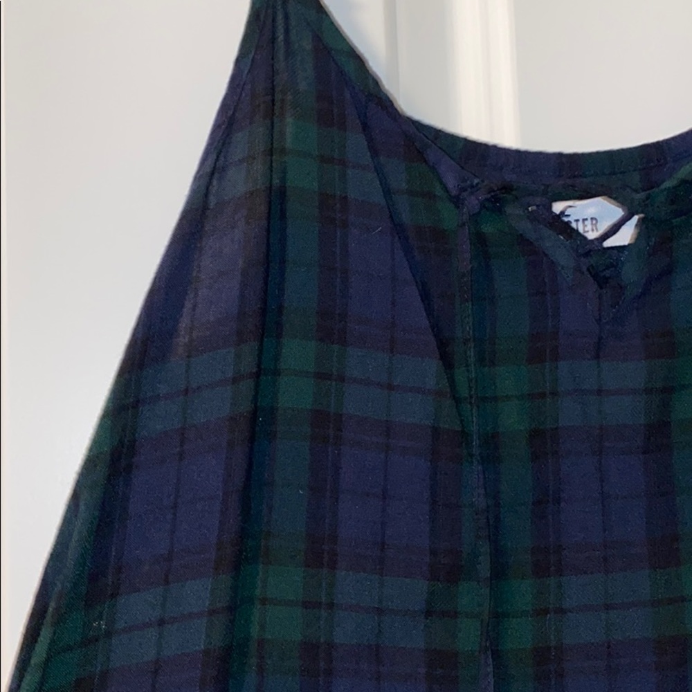 Dark Green Plaid Loose Tank Top